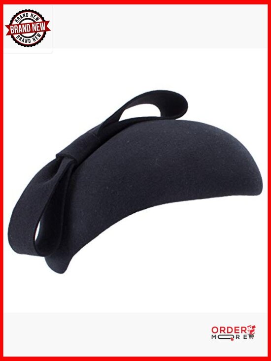 Vintage Wool Felt Teardrop Fascinator Beret Hat Derby Clip Adjustable A568